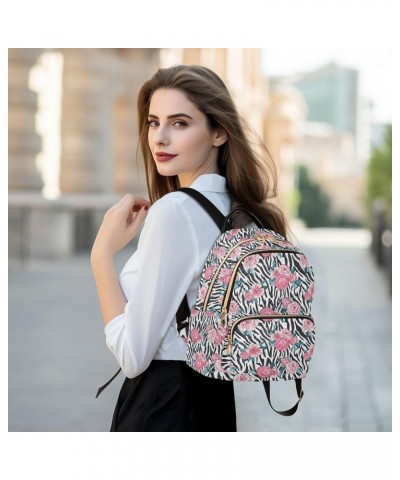 Zebra with Flowers Women Backpack Purse Shoulder Bag Color Small $13.53 Backpacks