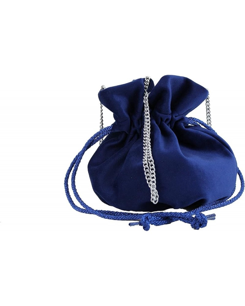 British Hand Made Fantasy Suede Velvet Drawstring Clutch Shoulder Cross-body Bag Royal Blue $18.89 Clutches