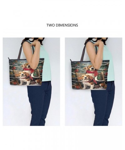 Women Tote Bags Dog Christmas Tree Snow Top Handle Satchel Handbags Shoulder Bag for Shopping L 20848047 $10.29 Satchels