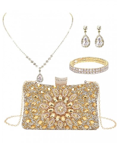 4Pcs Clutch Purses Jewelry Set for Women Rhinestone Evening Purses For Wedding Party Prom 7-gold $11.70 Evening Bags