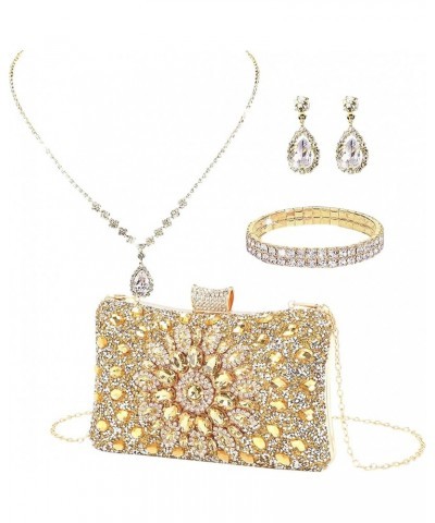 4Pcs Clutch Purses Jewelry Set for Women Rhinestone Evening Purses For Wedding Party Prom 7-gold $11.70 Evening Bags