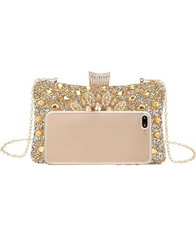 4Pcs Clutch Purses Jewelry Set for Women Rhinestone Evening Purses For Wedding Party Prom 7-gold $11.70 Evening Bags