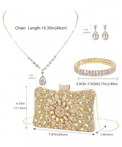 4Pcs Clutch Purses Jewelry Set for Women Rhinestone Evening Purses For Wedding Party Prom 7-gold $11.70 Evening Bags