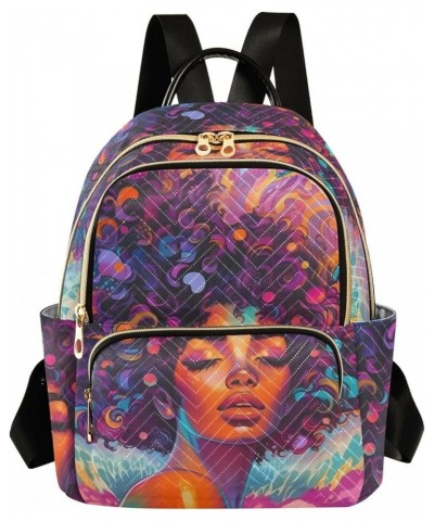 Small Fashion Backpack for Women Portrait Black Beauty Print Ladies Travel Daypack Aesthetic Shoulder Bag 10.2×5.1×12.5 IN $1...