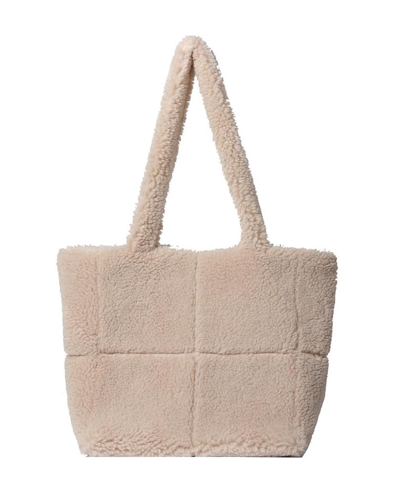 Handbag Lightweight Fuzzy Shoulder Bag Furry Armpit Bag Lambswool Tote Bag Women Casual Plush Tote Winter Shopping Bag Khaki ...