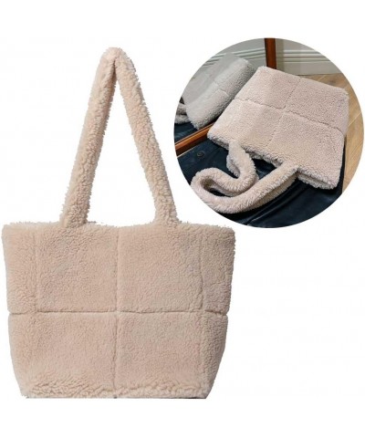 Handbag Lightweight Fuzzy Shoulder Bag Furry Armpit Bag Lambswool Tote Bag Women Casual Plush Tote Winter Shopping Bag Khaki ...