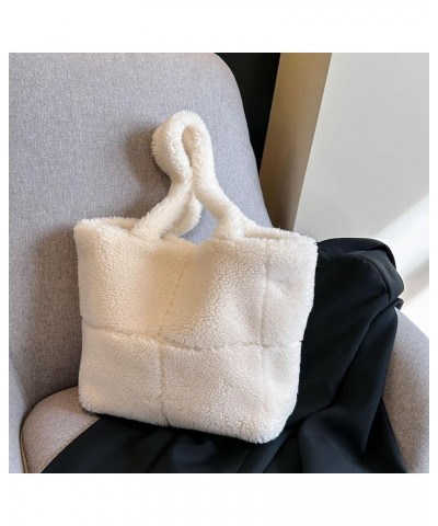 Handbag Lightweight Fuzzy Shoulder Bag Furry Armpit Bag Lambswool Tote Bag Women Casual Plush Tote Winter Shopping Bag Khaki ...