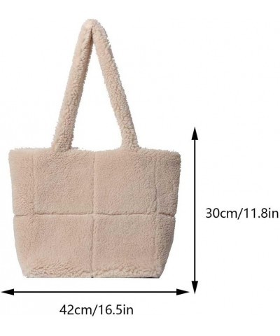 Handbag Lightweight Fuzzy Shoulder Bag Furry Armpit Bag Lambswool Tote Bag Women Casual Plush Tote Winter Shopping Bag Khaki ...