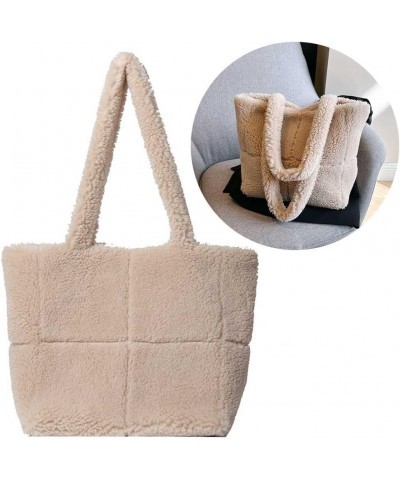 Handbag Lightweight Fuzzy Shoulder Bag Furry Armpit Bag Lambswool Tote Bag Women Casual Plush Tote Winter Shopping Bag Khaki ...