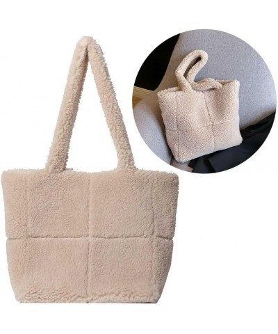 Handbag Lightweight Fuzzy Shoulder Bag Furry Armpit Bag Lambswool Tote Bag Women Casual Plush Tote Winter Shopping Bag Khaki ...