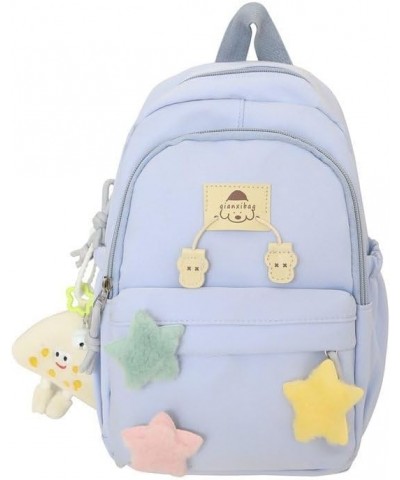 Kawaii Mini Backpack with Cute Accessories and Plush Star Pins Fashion Rucksack for Women (Orange) Blue $19.46 Backpacks