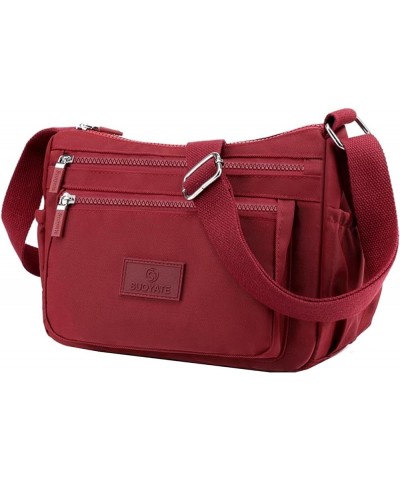 Purses for Women Nylon Multi Pocket Crossbody Bag Ladies Travel Handbag Shoulder Handbags Red $10.63 Shoulder Bags