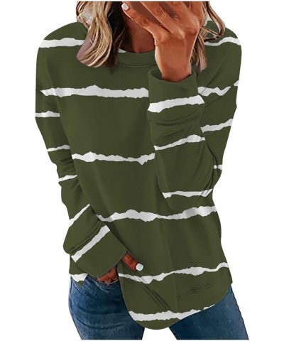 Womens Tops Dressy Casual Long Sleeve Printing Sweatshirts Round Neck Casual Loose T Shirt Comfy Dressy Outfits 2-army Green ...