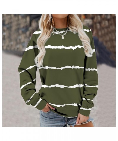 Womens Tops Dressy Casual Long Sleeve Printing Sweatshirts Round Neck Casual Loose T Shirt Comfy Dressy Outfits 2-army Green ...