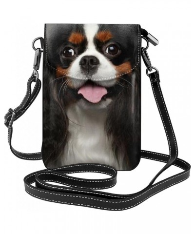 King Charles Spaniel Women Small Messenger Bag, Leather Phone Bag Adjustable Shoulder Strap Phone Wallet Black $19.88 Shoulde...