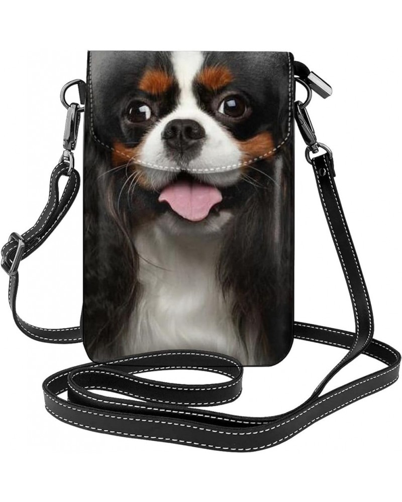 King Charles Spaniel Women Small Messenger Bag, Leather Phone Bag Adjustable Shoulder Strap Phone Wallet Black $19.88 Shoulde...