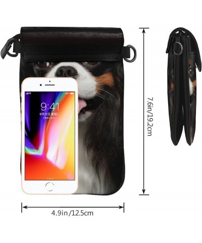 King Charles Spaniel Women Small Messenger Bag, Leather Phone Bag Adjustable Shoulder Strap Phone Wallet Black $19.88 Shoulde...