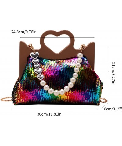 Trendy Glittering Heart Shaped Messenger Tote Bag Shoulder Crossbody Bags for Fashion Forward Ladies Silver $15.27 Crossbody ...