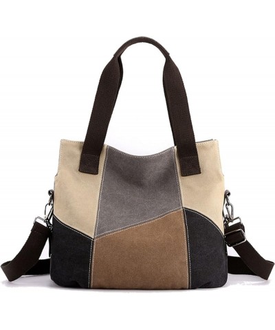 Womens Canvas Shoulder Bags Hobo Handbags Multi-Color Casual Messenger Bag Top Handle Tote Crossbody Bags Brown-gray $25.75 T...