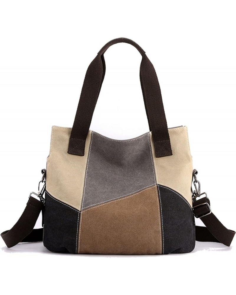 Womens Canvas Shoulder Bags Hobo Handbags Multi-Color Casual Messenger Bag Top Handle Tote Crossbody Bags Brown-gray $25.75 T...