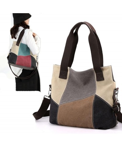 Womens Canvas Shoulder Bags Hobo Handbags Multi-Color Casual Messenger Bag Top Handle Tote Crossbody Bags Brown-gray $25.75 T...