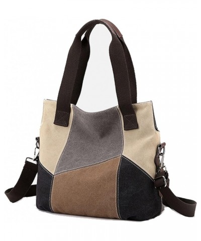 Womens Canvas Shoulder Bags Hobo Handbags Multi-Color Casual Messenger Bag Top Handle Tote Crossbody Bags Brown-gray $25.75 T...