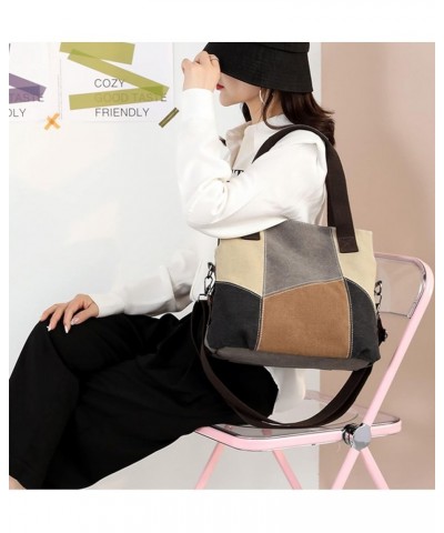 Womens Canvas Shoulder Bags Hobo Handbags Multi-Color Casual Messenger Bag Top Handle Tote Crossbody Bags Brown-gray $25.75 T...