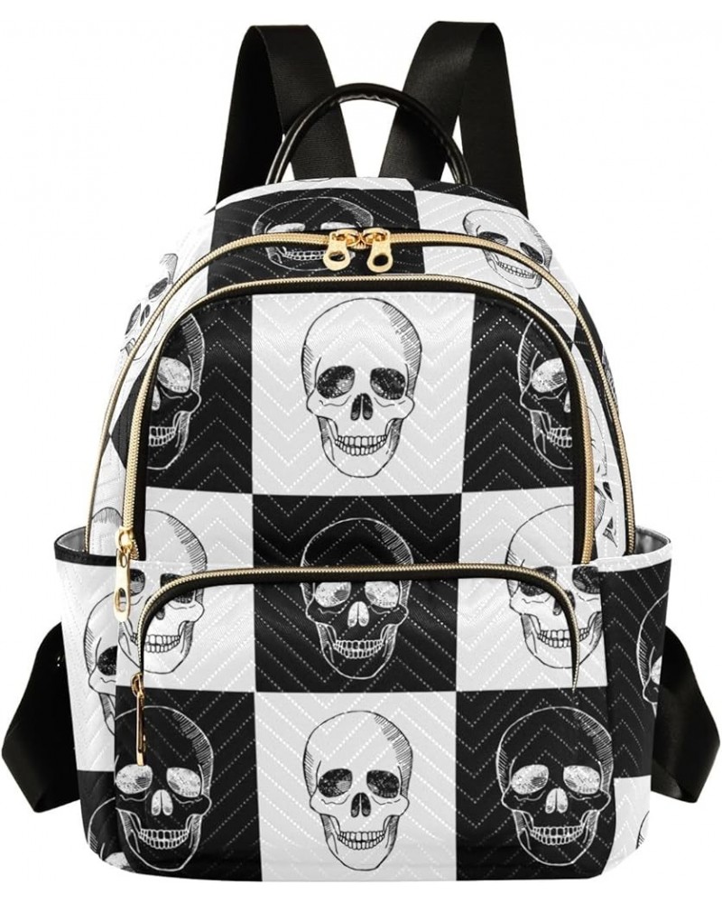 Travel Backpack Purse for Women Fashion Anti-theft Work Casual Gothic Skull Black and White Daypack Shoulder Bag Medium Size ...