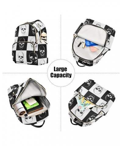 Travel Backpack Purse for Women Fashion Anti-theft Work Casual Gothic Skull Black and White Daypack Shoulder Bag Medium Size ...