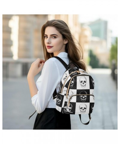 Travel Backpack Purse for Women Fashion Anti-theft Work Casual Gothic Skull Black and White Daypack Shoulder Bag Medium Size ...