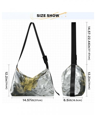 Women Boho Bag Luxury Marble Gold Black Smoke Shoulder Bag PU Leather Pouch Crossbody Bag Large Tote Handbag For Quick Getawa...