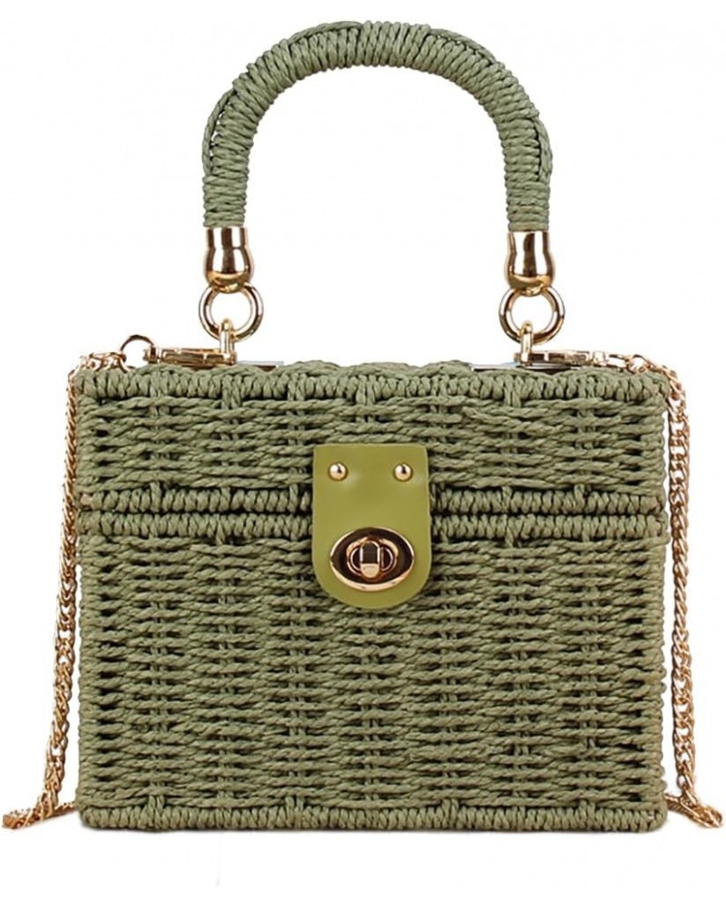 Vintage Rattan Bag for Women Woven Straw Crossbody Bags for Women with Chain Casual Beach Bag Sling Bag Handbag 2024 Green $2...