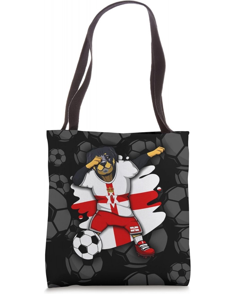 Dabbing Rottweiler Northern Ireland Soccer Fans Jersey Sport Tote Bag $14.67 Totes