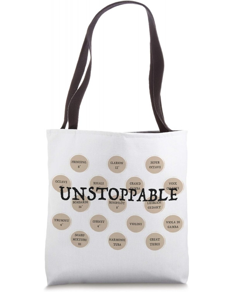 UNSTOPPABLE Pipe Organ Humor Stop Knob Design Tote Bag $14.40 Totes