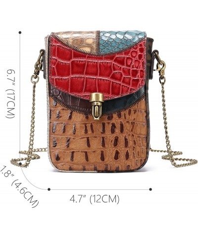 Women Multicolor Crossbody Bag Crocodile Pattern Cowhide Leather Shoulder Purses Multicoloured-a $61.79 Shoulder Bags