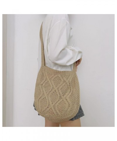 Shopping Bag Comfortable Handle Shoulder Bag Handbag Large Capacity Khaki $9.12 Shoulder Bags