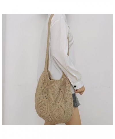 Shopping Bag Comfortable Handle Shoulder Bag Handbag Large Capacity Khaki $9.12 Shoulder Bags