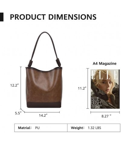 Purse for Women Leather Handbag Small Bucket Bag Trendy Cross Body Bag Purse Handbag Brown $23.12 Totes