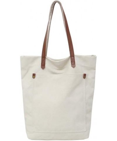 Canvas Tote Bag for Women Casual Tote Handbag Crossbody Shoulder Handbag for Travel&Work White $23.85 Totes