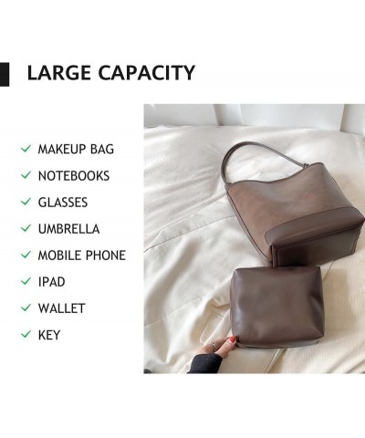 Purse for Women Leather Handbag Small Bucket Bag Trendy Cross Body Bag Purse Handbag Brown $23.12 Totes