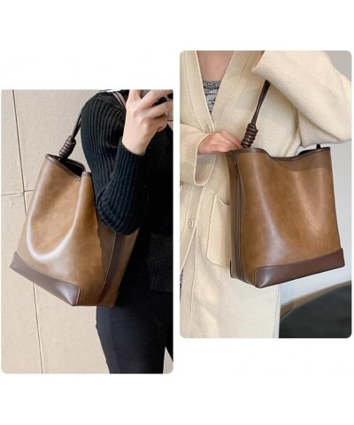 Purse for Women Leather Handbag Small Bucket Bag Trendy Cross Body Bag Purse Handbag Brown $23.12 Totes