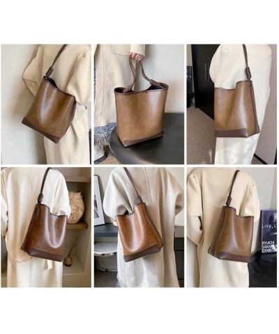 Purse for Women Leather Handbag Small Bucket Bag Trendy Cross Body Bag Purse Handbag Brown $23.12 Totes