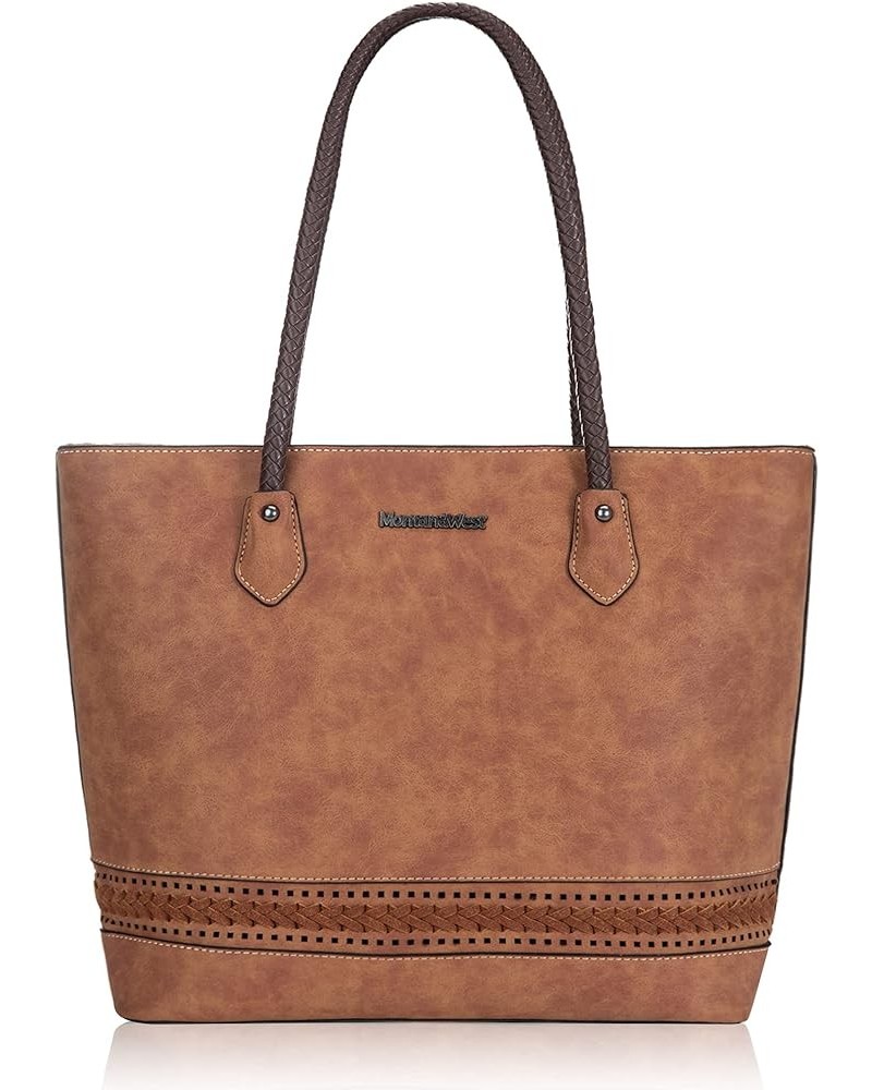 Large Tote Bags for Women Woven Purses and Handbags with Zipper *Woven Brown $11.75 Satchels