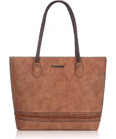 Large Tote Bags for Women Woven Purses and Handbags with Zipper *Woven Brown $11.75 Satchels