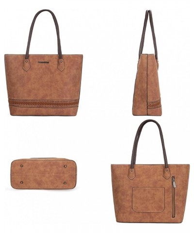 Large Tote Bags for Women Woven Purses and Handbags with Zipper *Woven Brown $11.75 Satchels