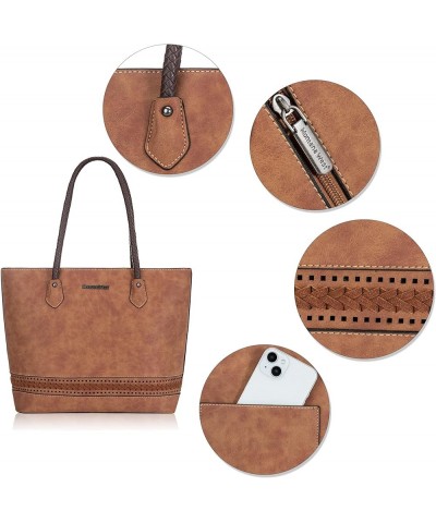 Large Tote Bags for Women Woven Purses and Handbags with Zipper *Woven Brown $11.75 Satchels