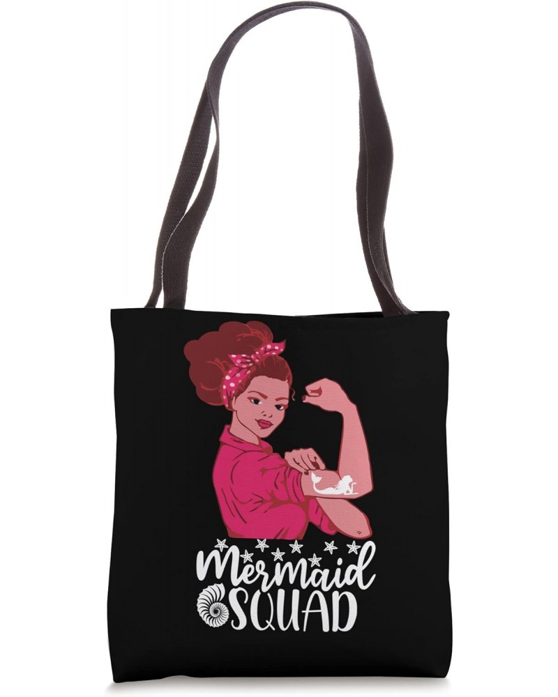 Mermaid Squad Shirt For Girls Women Mermaid Birthday Squad Tote Bag $8.88 Totes