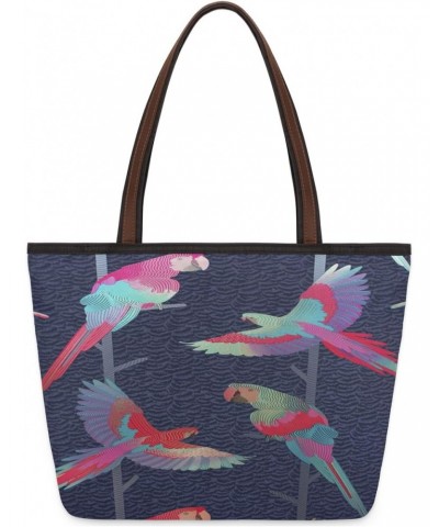 Abstract Parrot Large Tote Bag For Women Shoulder Handbags with Zippper Top Handle Satchel Bags for Shopping Travel Gym Work ...