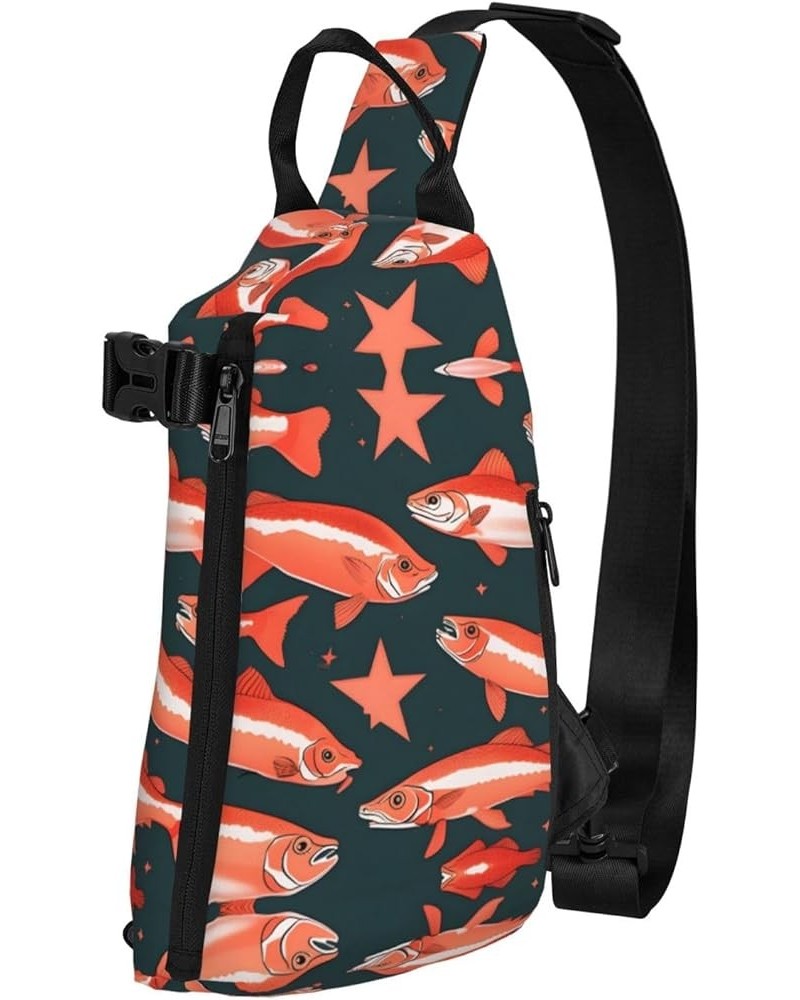 Tropical Flower Leaf Parrot Print Unisex Casual Tactical Daypack Versatile Crossbody Backpack Sling Shoulder Pack Salmon One ...