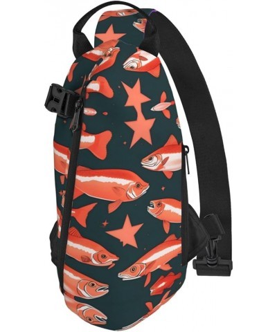 Tropical Flower Leaf Parrot Print Unisex Casual Tactical Daypack Versatile Crossbody Backpack Sling Shoulder Pack Salmon One ...